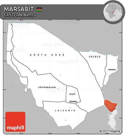 Gray Simple Map of MARSABIT, single color outside