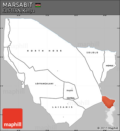 Gray Simple Map of MARSABIT, single color outside