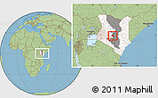 Savanna Style Location Map of MOUNT KENYA FOREST, highlighted country, highlighted grandparent region, within the entire country