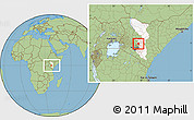 Savanna Style Location Map of MOUNT KENYA FOREST, highlighted grandparent region, within the entire country