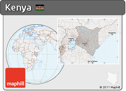 Gray Location Map of Kenya, lighten