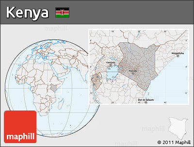 Gray Location Map of Kenya, lighten