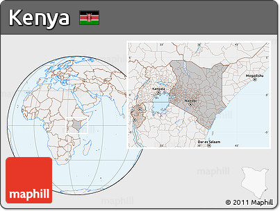 Gray Location Map of Kenya, lighten