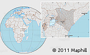 Gray Location Map of Kenya, lighten, semi-desaturated, land only