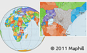 Gray Location Map of Kenya, political outside, hill shading