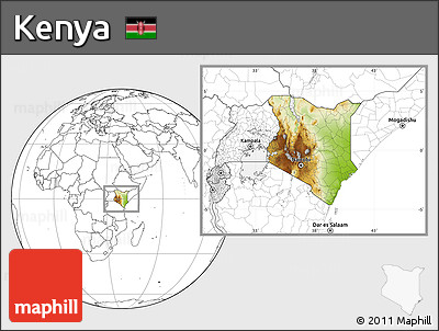 Physical Location Map of Kenya, blank outside