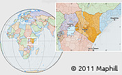 Political Location Map of Kenya, lighten