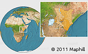 Political Location Map of Kenya, satellite outside