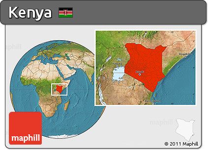 Satellite Location Map of Kenya