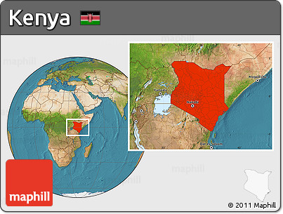 Satellite Location Map of Kenya