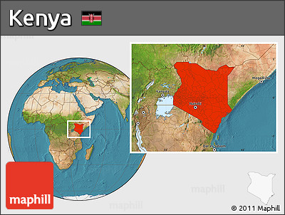 Satellite Location Map of Kenya