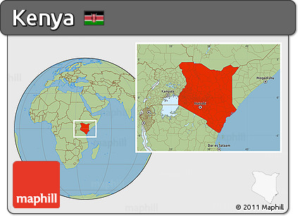 Savanna Style Location Map of Kenya