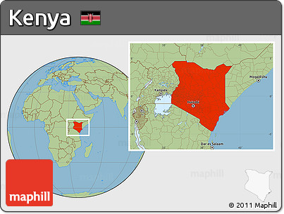 Savanna Style Location Map of Kenya