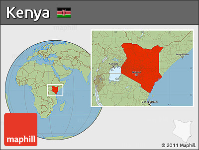 Savanna Style Location Map of Kenya