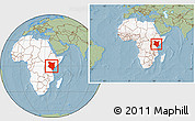 Savanna Style Location Map of Kenya, highlighted continent, within the entire continent, hill shading