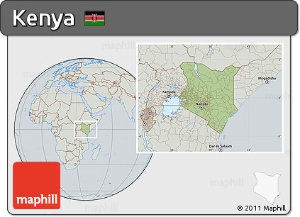 Savanna Style Location Map of Kenya, lighten, semi-desaturated