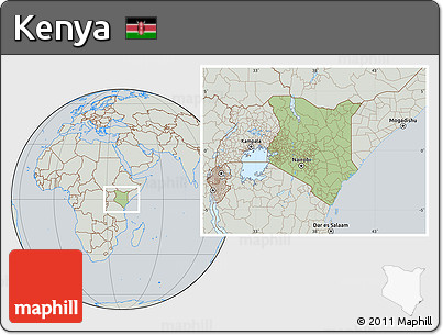 Savanna Style Location Map of Kenya, lighten, semi-desaturated