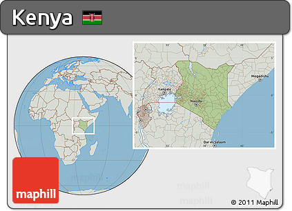 Savanna Style Location Map of Kenya, lighten, semi-desaturated, land only