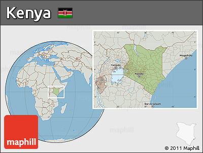 Savanna Style Location Map of Kenya, lighten, semi-desaturated, land only