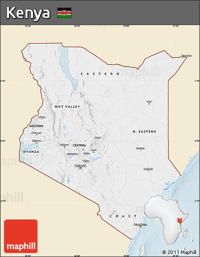 Classic Style Map of Kenya, single color outside