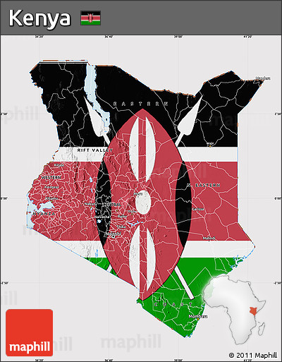 Flag Map of Kenya, flag centered
