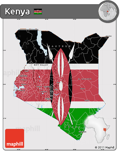 Flag Map of Kenya