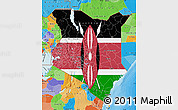 Flag Map of Kenya, political outside