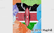 Flag Map of Kenya, political shades outside