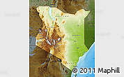 Physical Map of Kenya, darken, land only