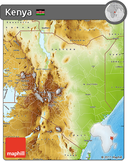 Physical Map of Kenya