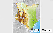Physical Map of Kenya, lighten, desaturated, land only