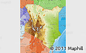 Physical Map of Kenya, political shades outside