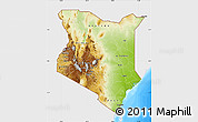 Physical Map of Kenya, single color outside, bathymetry sea
