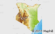 Physical Map of Kenya, single color outside, bathymetry sea, shaded relief sea
