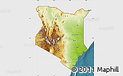 Physical Map of Kenya, single color outside, satellite sea
