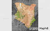 Satellite Map of Kenya, darken, desaturated