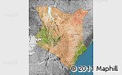 Satellite Map of Kenya, desaturated, land only