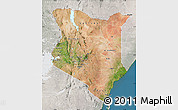 Satellite Map of Kenya, lighten, semi-desaturated, land only