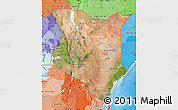 Satellite Map of Kenya, political shades outside