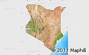 Satellite Map of Kenya, single color outside, bathymetry sea