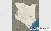 Shaded Relief Map of Kenya, darken