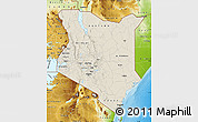 Shaded Relief Map of Kenya, physical outside