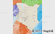Shaded Relief Map of Kenya, political shades outside, shaded relief sea