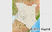 Shaded Relief Map of Kenya, satellite outside, shaded relief sea