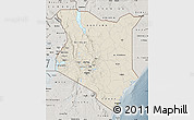 Shaded Relief Map of Kenya, semi-desaturated