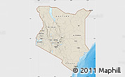 Shaded Relief Map of Kenya, single color outside, bathymetry sea, shaded relief sea