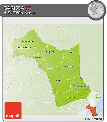 Physical 3D Map of GARISSA, lighten