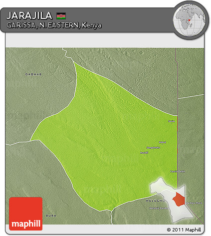 Physical 3D Map of JARAJILA, semi-desaturated