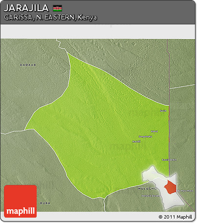 Physical 3D Map of JARAJILA, semi-desaturated