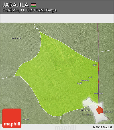 Physical 3D Map of JARAJILA, semi-desaturated